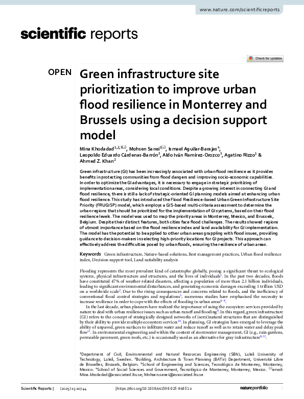 (PDF) Green infrastructure site prioritization to improve urban flood ...