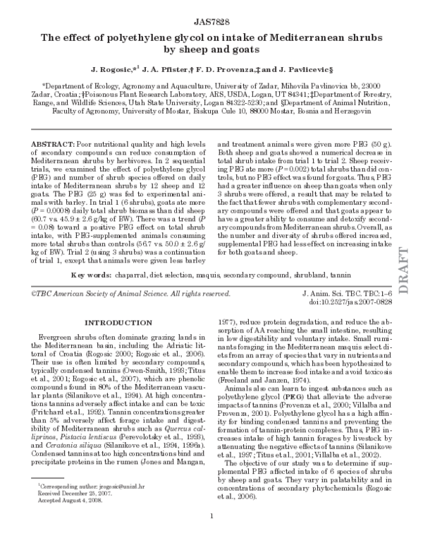 (PDF) The effect of polyethylene glycol on intake of Mediterranean ...