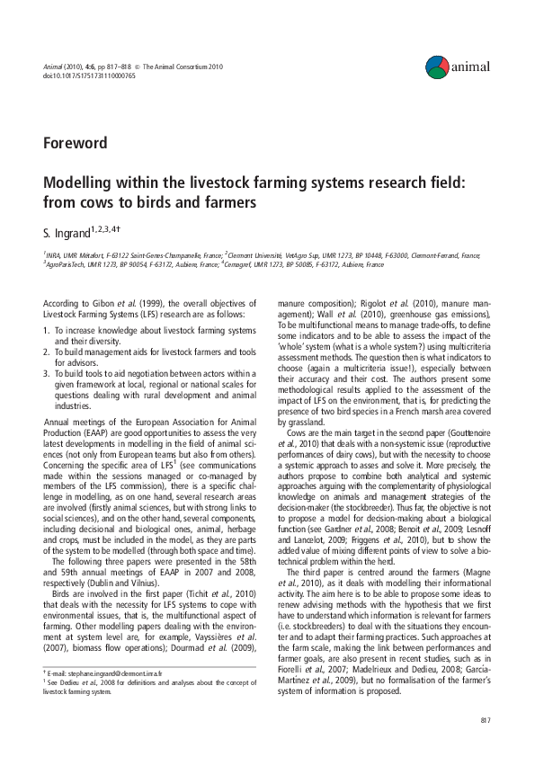 (PDF) Modelling within the livestock farming systems research field ...