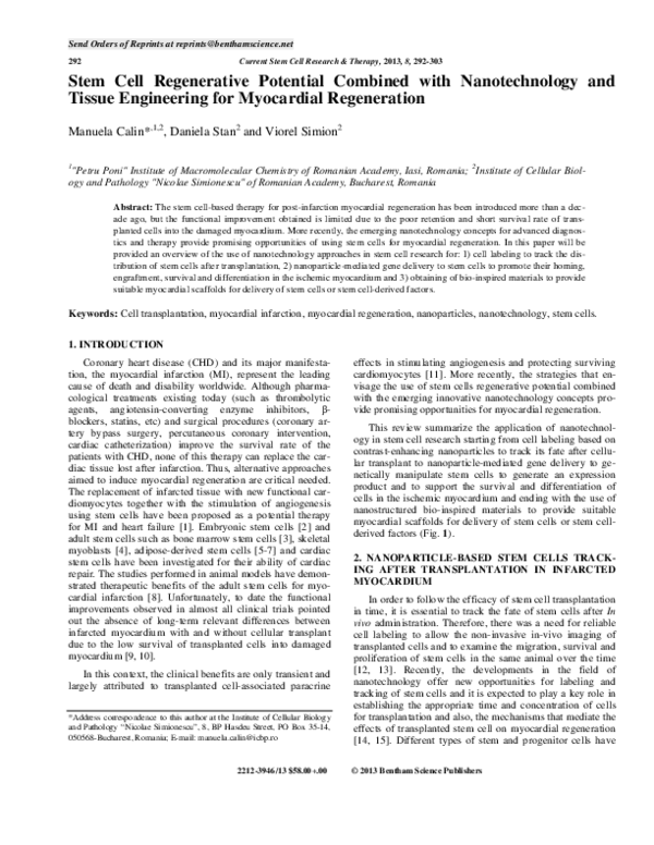 (PDF) Stem Cell Regenerative Potential Combined with Nanotechnology and ...