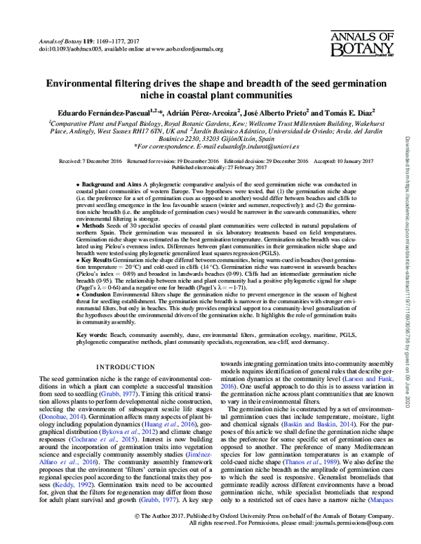(PDF) Environmental filtering drives the shape and breadth of the seed ...