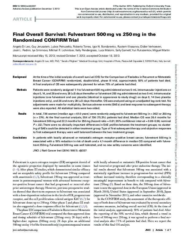 (PDF) Final Overall Survival: Fulvestrant 500 mg vs 250 mg in the ...