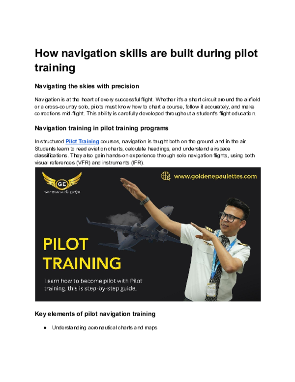 (PDF) How navigation skills are built during pilot training