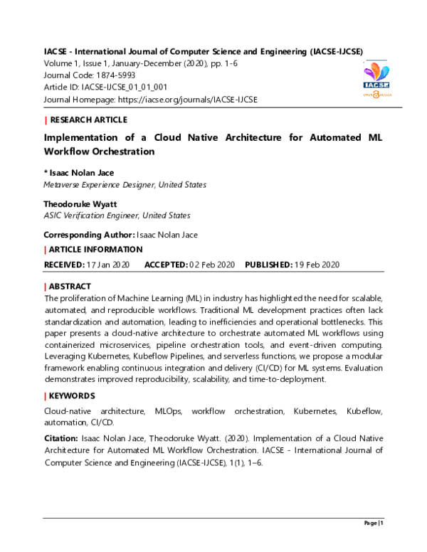 (PDF) Implementation of a Cloud Native Architecture for Automated ML ...