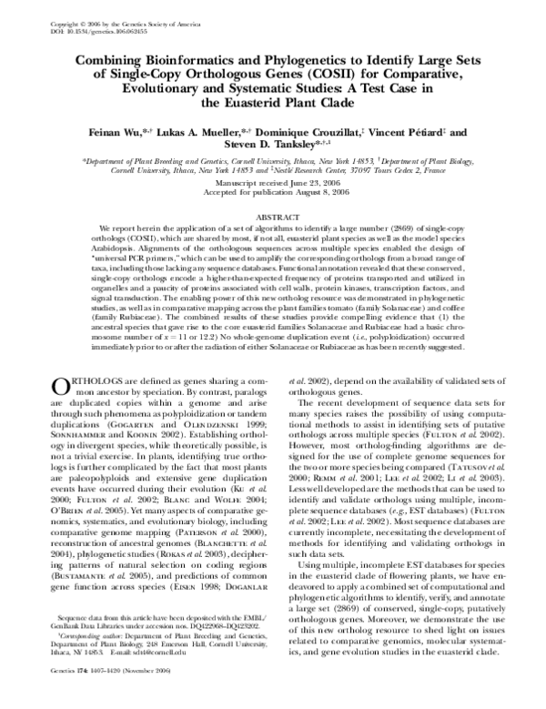(PDF) Combining Bioinformatics and Phylogenetics to Identify Large Sets ...