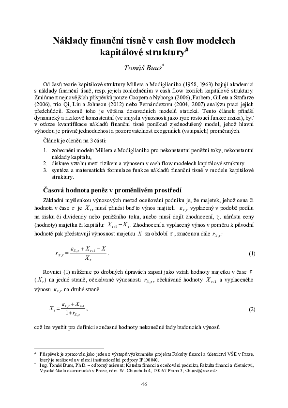 (PDF) Cost of Financial Distress in the Cash Flow Model of Capital ...