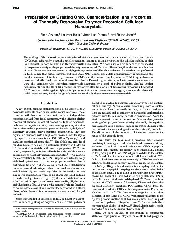 (PDF) Preparation By Grafting Onto, Characterization, and Properties of ...