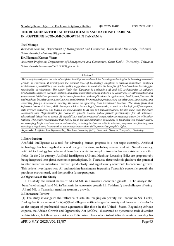 (PDF) THE ROLE OF ARTIFICIAL INTELLIGENCE AND MACHINE LEARNING IN ...