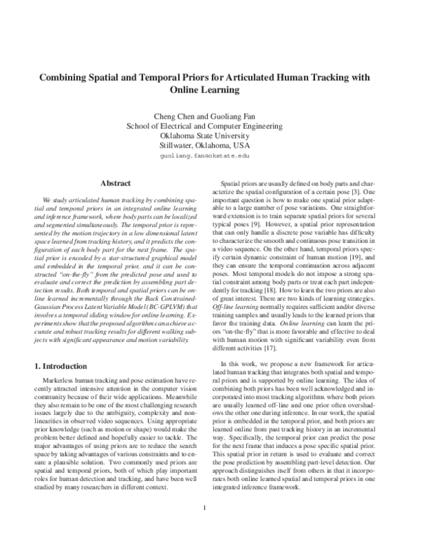 (PDF) Combining spatial and temporal priors for articulated human ...