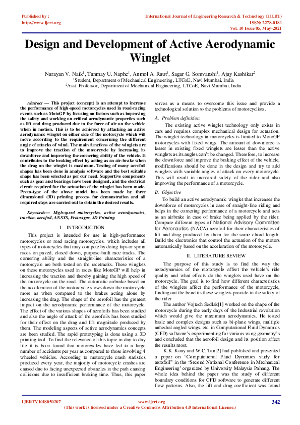 (PDF) Design and Development of Active Aerodynamic Winglet