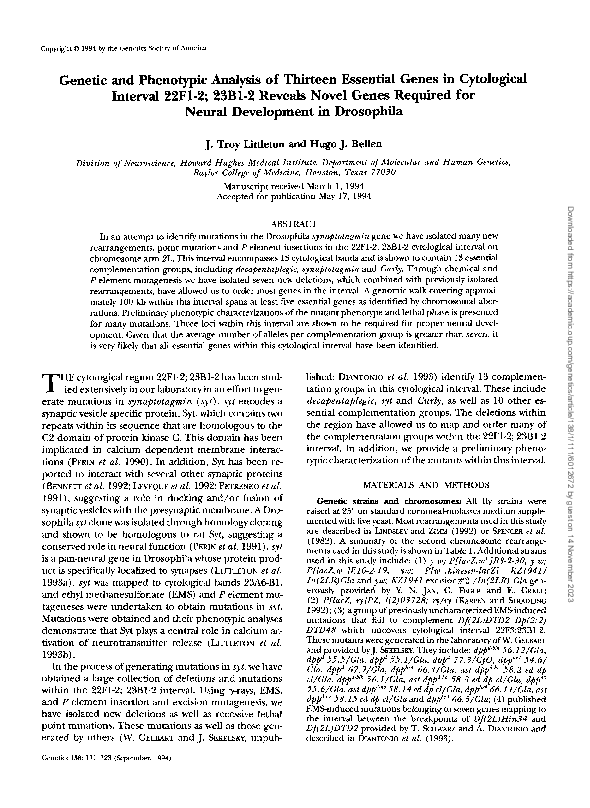 (PDF) Genetic and phenotypic analysis of thirteen essential genes in ...