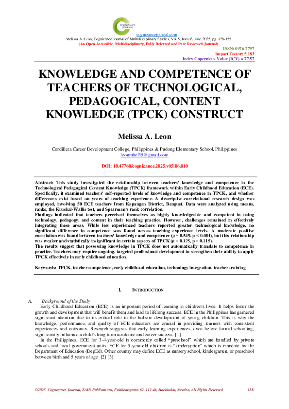 (PDF) KNOWLEDGE AND COMPETENCE OF TEACHERS OF TECHNOLOGICAL ...