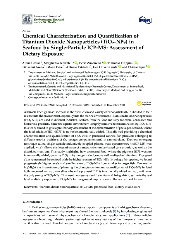 (PDF) Chemical Characterization and Quantification of Titanium Dioxide ...
