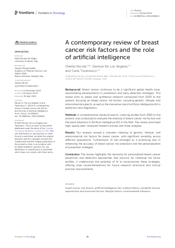 (PDF) A contemporary review of breast cancer risk factors and the role ...