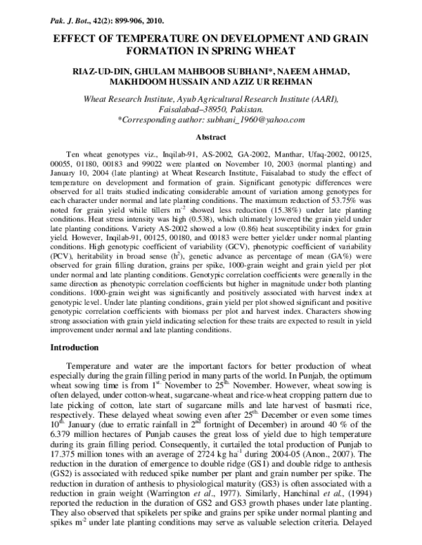 (PDF) Effect of temperature on development and grain formation in ...