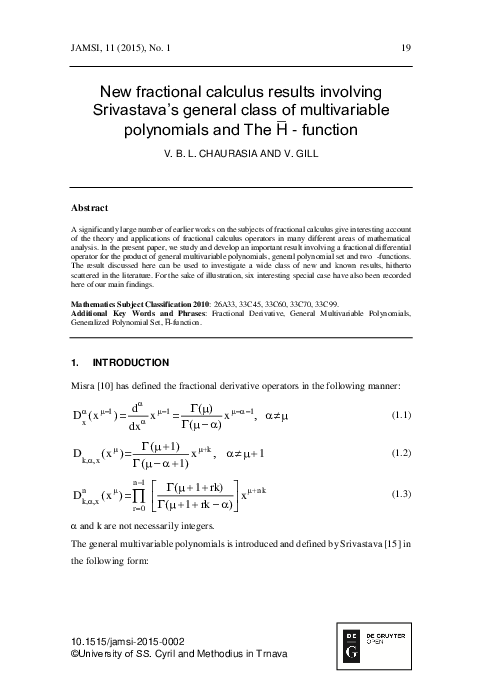 (PDF) New fractional calculus results involving Srivastava’s general ...