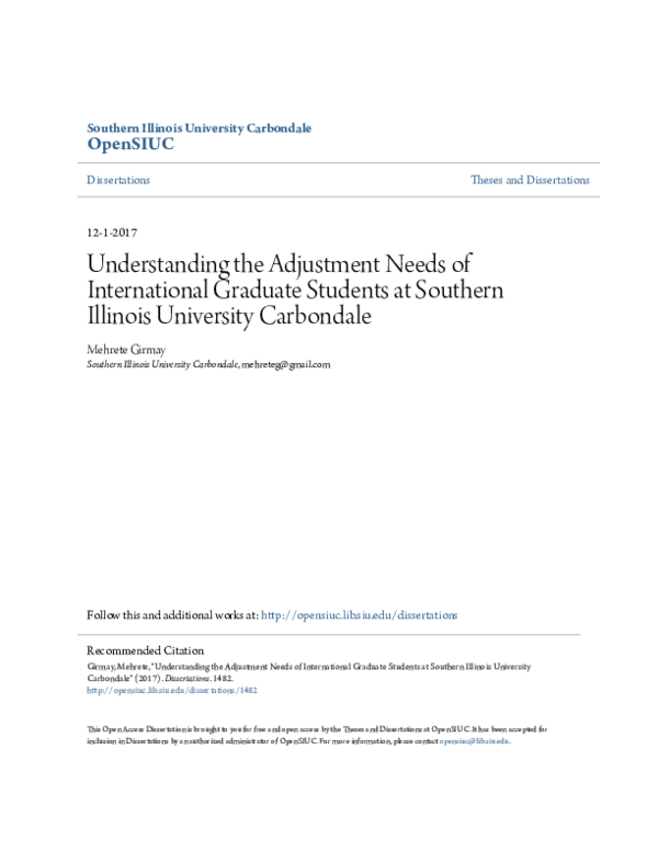 (PDF) Understanding the Adjustment Needs of International Graduate ...