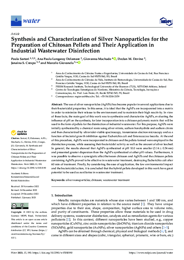 (PDF) Synthesis and Characterization of Silver Nanoparticles for the ...