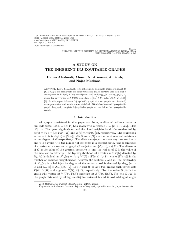 (PDF) A Study of the Inherent Inj-equitable Graphs