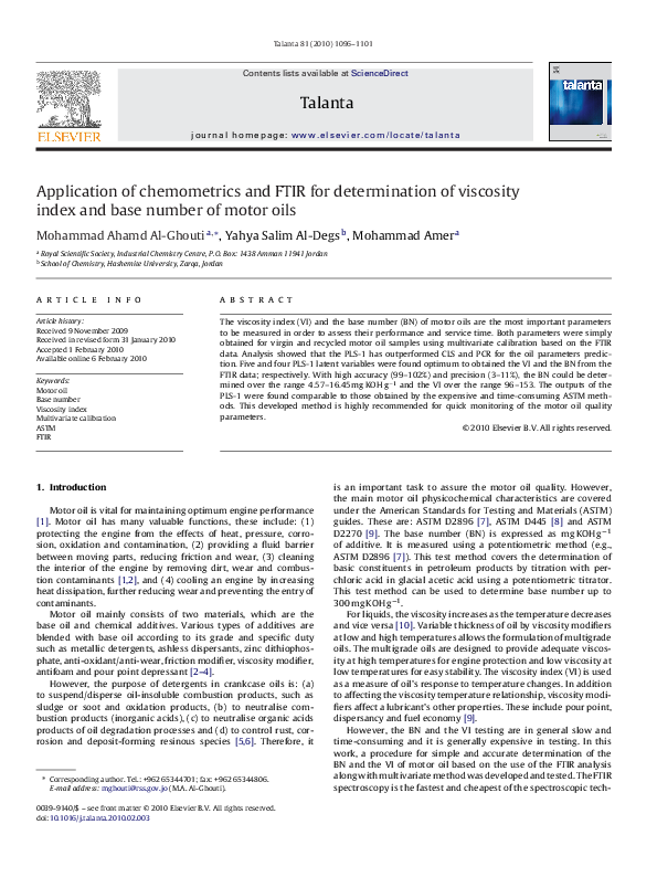 (PDF) Application of chemometrics and FTIR for determination of ...