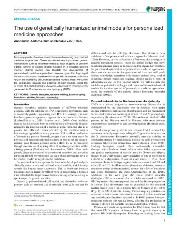 (PDF) The use of genetically humanized animal models for personalized ...