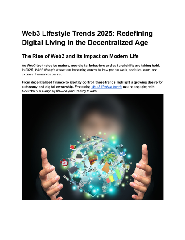 (PDF) Web3 Lifestyle Trends 2025 Redefining Digital Living in the ...