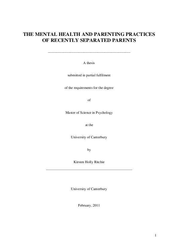 (PDF) The mental health and parenting practices of recently separated ...