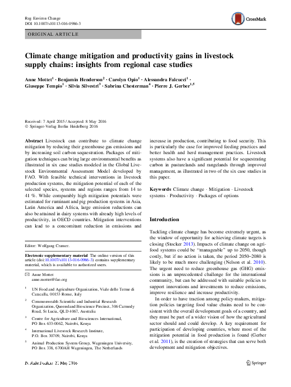 (PDF) Climate change mitigation and productivity gains in livestock ...