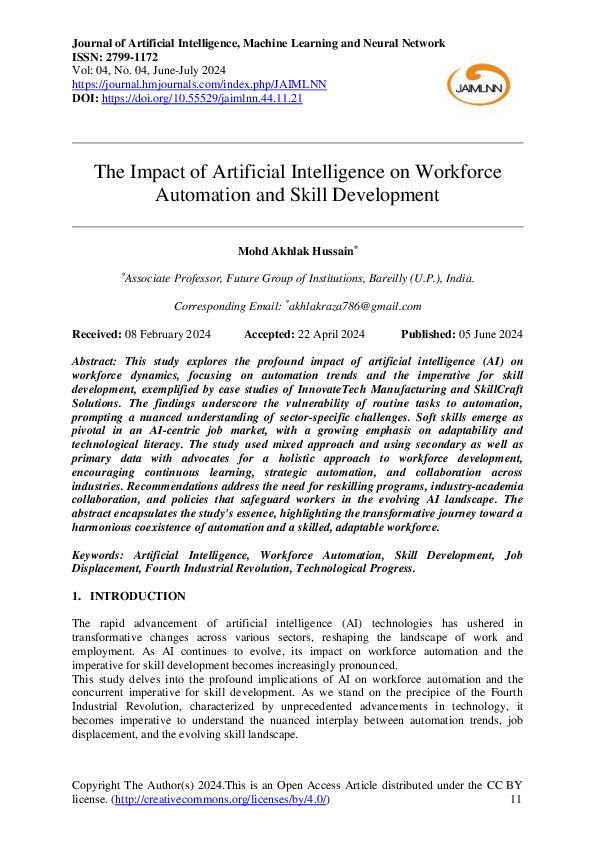 (PDF) The Impact of Artificial Intelligence on Workforce Automation and ...