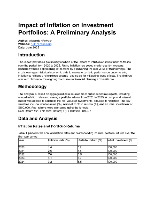 (PDF) Impact of Inflation on Investment Portfolios