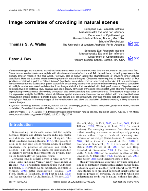 (PDF) Image correlates of crowding in natural scenes
