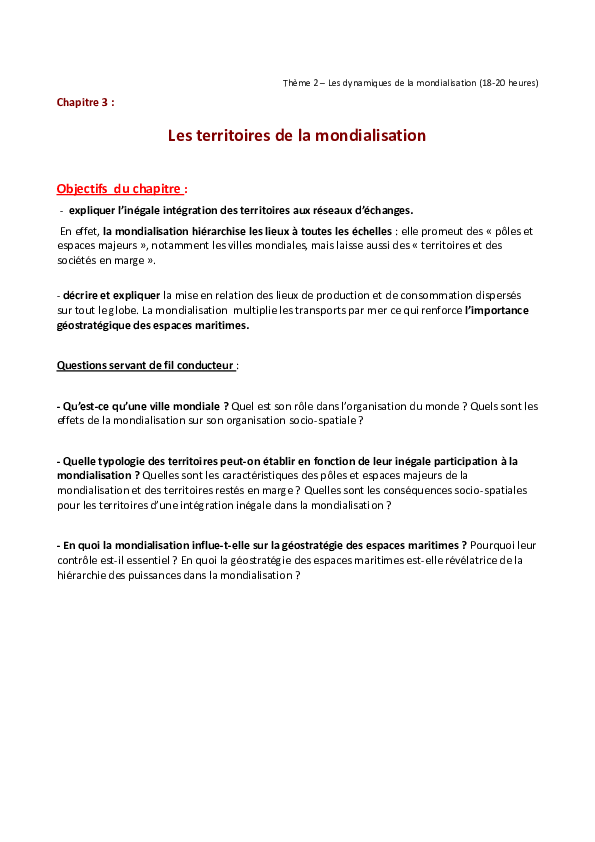 (PDF) Les territoires de la mondialisation