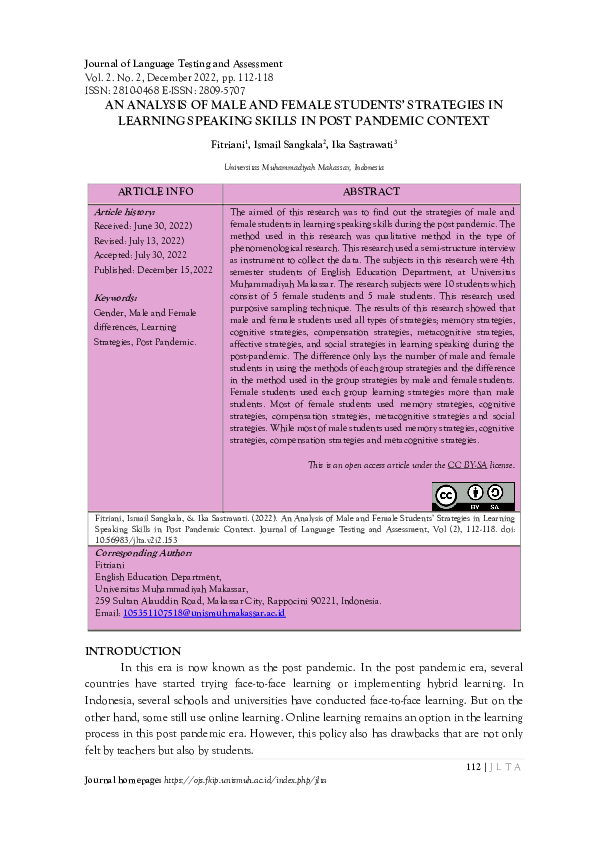 (PDF) An Analysis of Male and Female Students’ Strategies in Learning ...