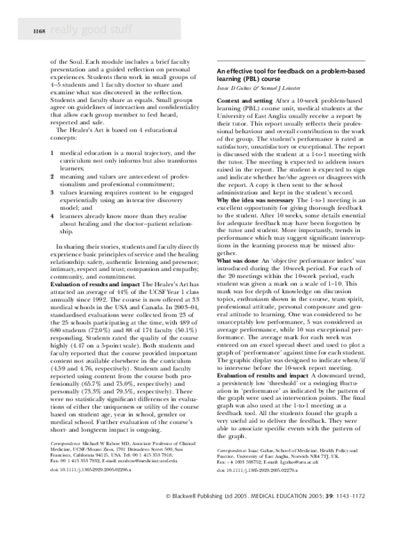 (PDF) An effective tool for feedback on a problem-based learning (PBL ...