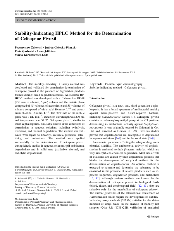 (PDF) Stability-Indicating HPLC Method for the Determination of ...