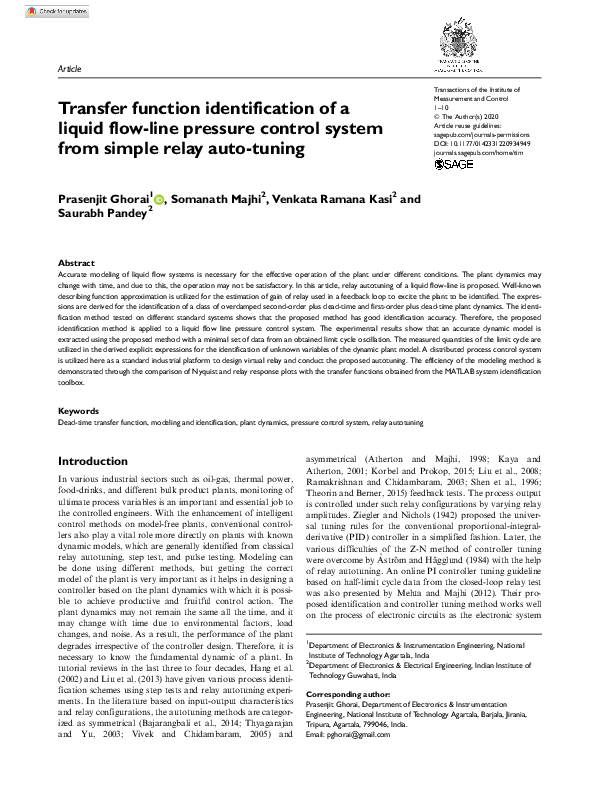 (PDF) Transfer function identification of a liquid flow-line pressure ...