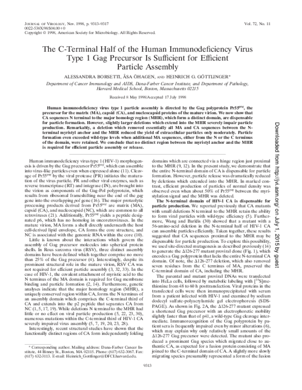 (PDF) The C-Terminal Half of the Human Immunodeficiency Virus Type 1 ...
