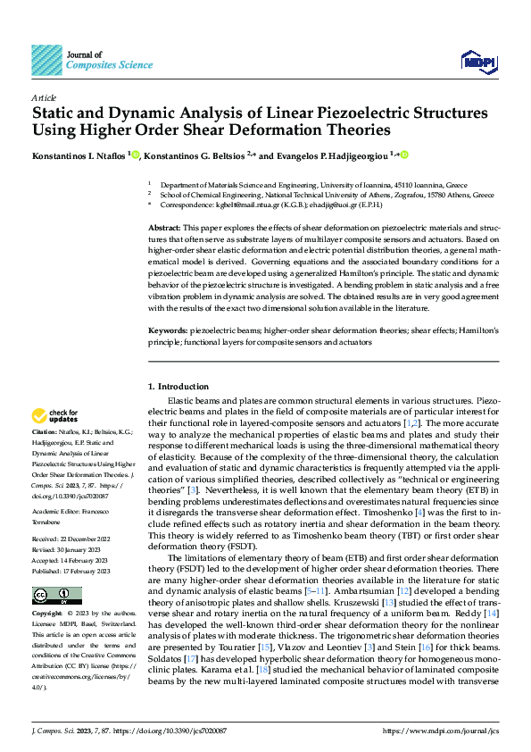 (PDF) Static and Dynamic Analysis of Linear Piezoelectric Structures ...