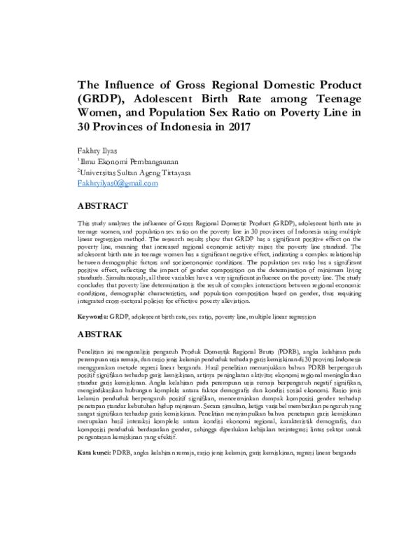 (PDF) The Influence of Gross Regional Domestic Product (GRDP ...