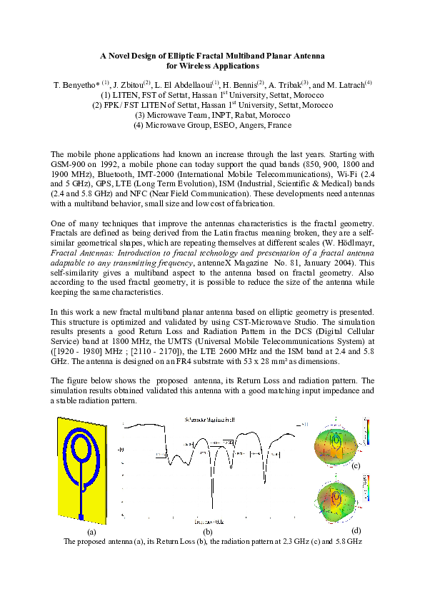 (PDF) A novel design of elliptic fractal multiband planar antenna for ...