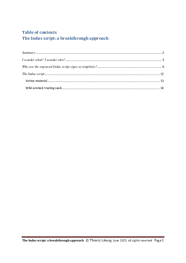 (PDF) The Indus script, a breakthrough approach