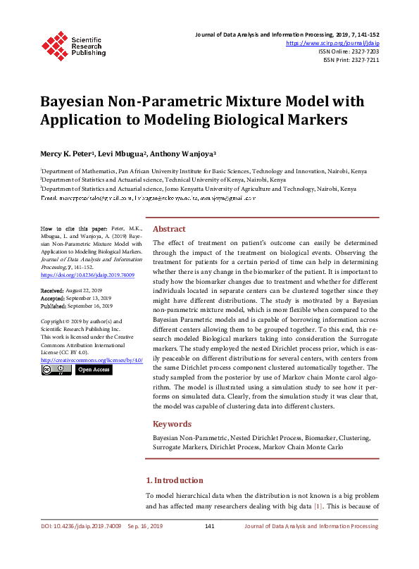 (PDF) Bayesian Non-Parametric Mixture Model with Application to ...