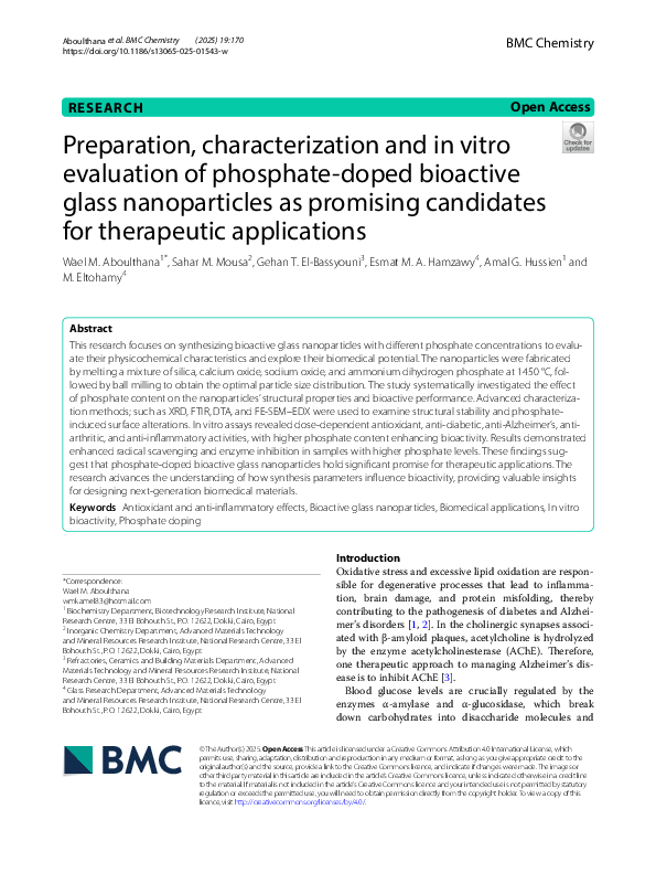 (PDF) Preparation, characterization and in vitro evaluation of ...