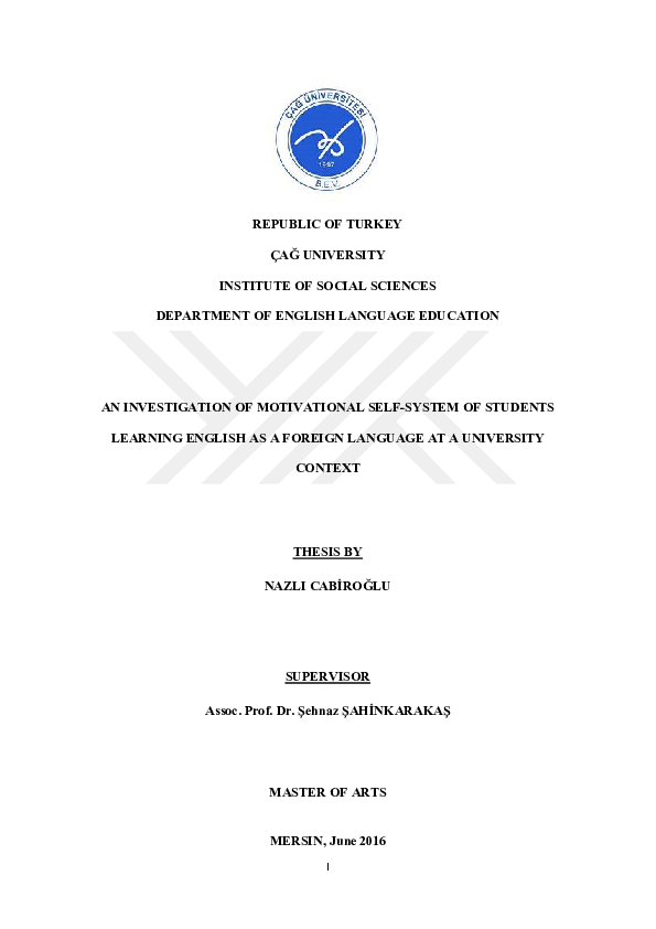 (PDF) AN INVESTIGATION OF MOTIVATIONAL SELF-SYSTEM OF STUDENTS LEARNING ...
