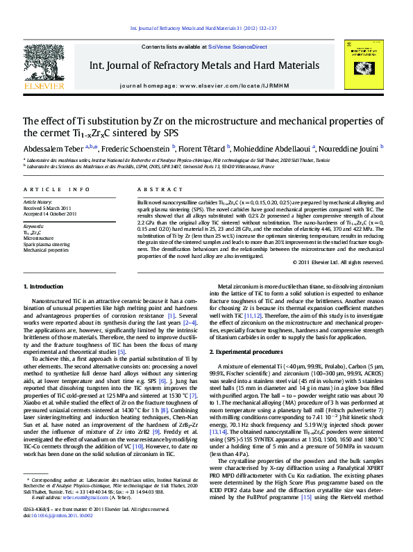 (PDF) The effect of Ti substitution by Zr on the microstructure and ...