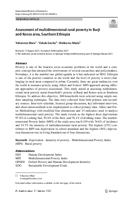 (PDF) Assessment of multidimensional rural poverty in Burji and Konso ...