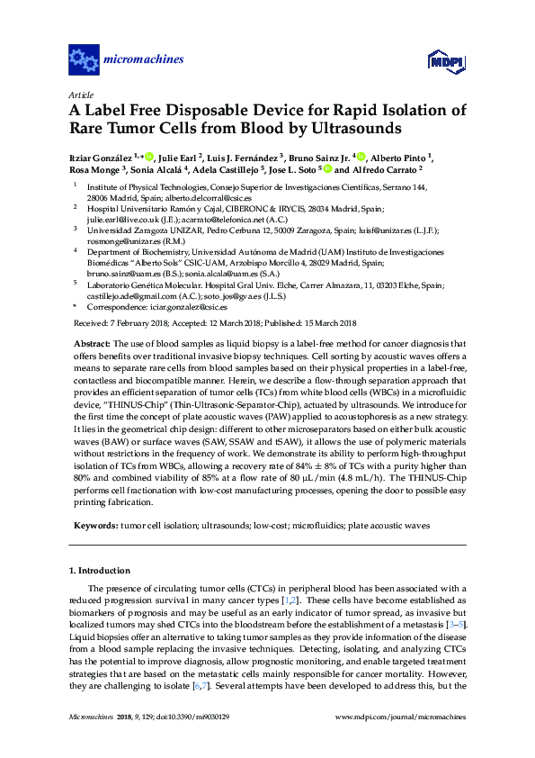 (PDF) A Label Free Disposable Device for Rapid Isolation of Rare Tumor ...