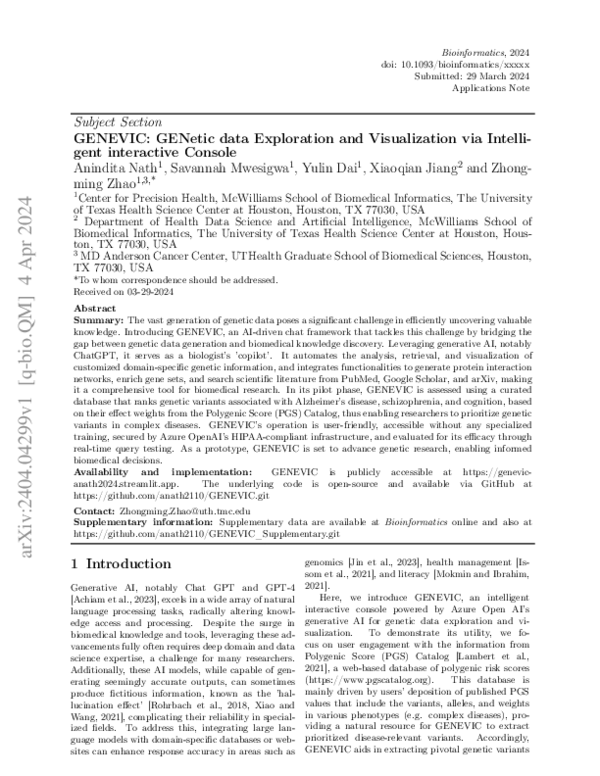 (PDF) GENEVIC: GENetic data Exploration and Visualization via ...
