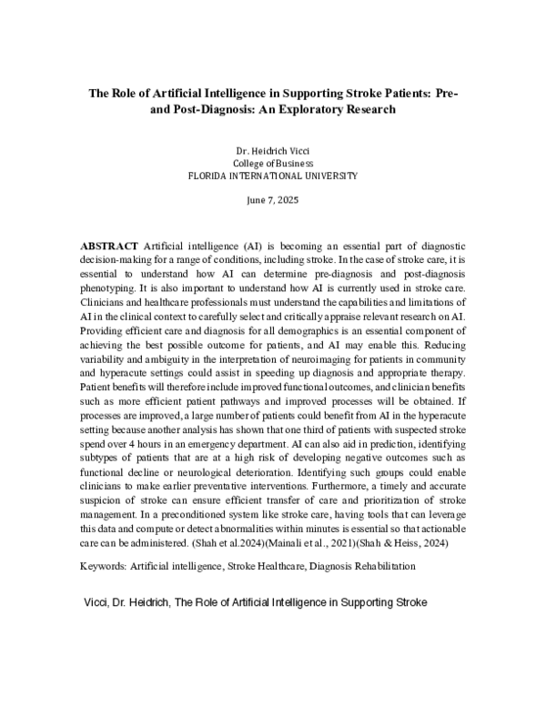 (PDF) The Role of Artificial Intelligence in Supporting Stroke Patients ...