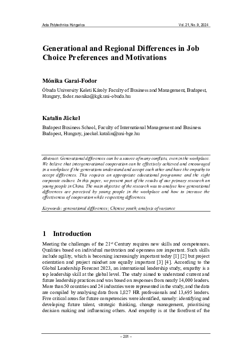 (PDF) Generational and Regional Differences in Job Choice Preferences ...